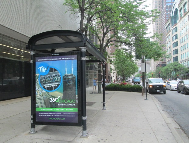 360 Chicago ad on bus shelter